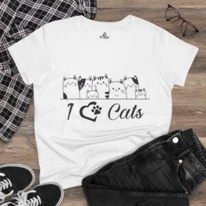 I Love Cats Women's Midweight Cotton Tee