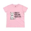 Cat Lover Tee - "Beware of People Who Dislike Cats" - Funny Women's Midweight Cotton T-Shirt