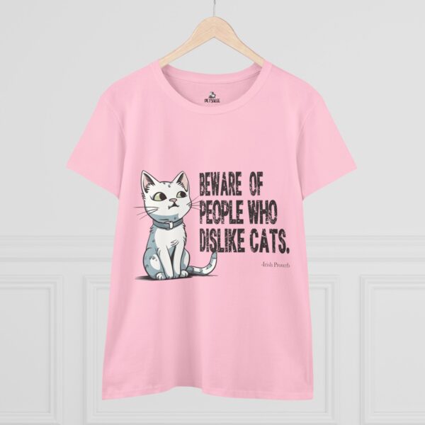 Cat Lover Tee - "Beware of People Who Dislike Cats" - Funny Women's Midweight Cotton T-Shirt