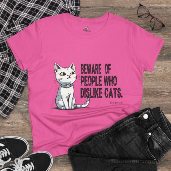 Cat Lover Tee - "Beware of People Who Dislike Cats" - Funny Women's Midweight Cotton T-Shirt