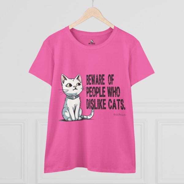 Cat Lover Tee - "Beware of People Who Dislike Cats" - Funny Women's Midweight Cotton T-Shirt