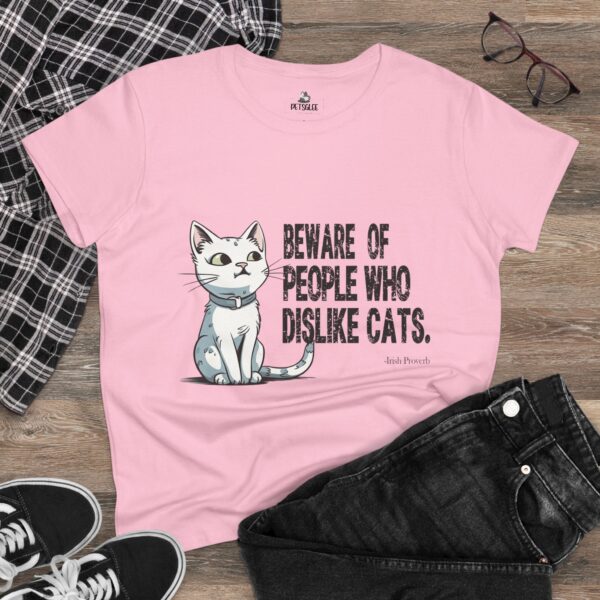 Cat Lover Tee - "Beware of People Who Dislike Cats" - Funny Women's Midweight Cotton T-Shirt