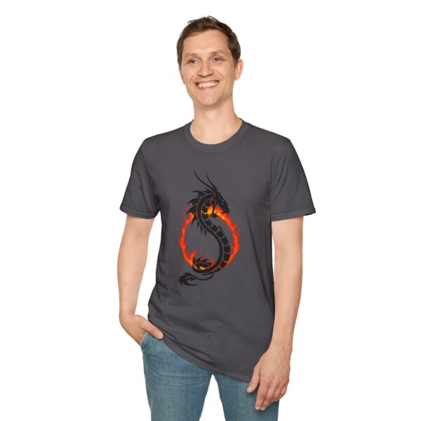 1220547406175760636_2048.jpeg Dragon Fire Unisex T-Shirt Softstyle Tee, Gift for Gamers, Cool Graphic Tee, Casual Wear