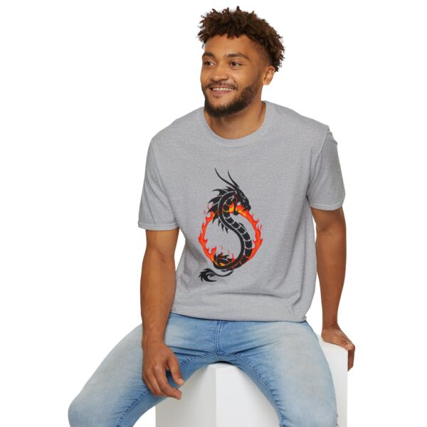12540332178647539621_2048.jpeg Dragon Fire Unisex T-Shirt Softstyle Tee, Gift for Gamers, Cool Graphic Tee, Casual Wear