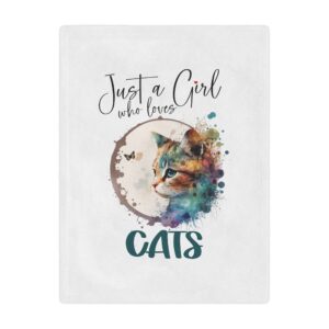 Cozy Cat Lover Minky Blanket Just a Girl Who Loves Cats | Soft Throw, Pet Blanket, Gift for Cat Lovers, Home Decor