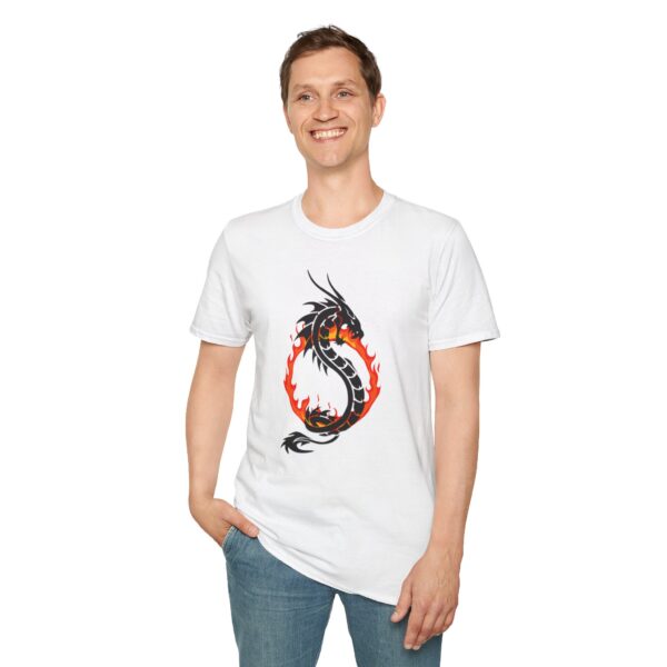 15121602980966055861_2048.jpeg Dragon Fire Unisex T-Shirt Softstyle Tee, Gift for Gamers, Cool Graphic Tee, Casual Wear