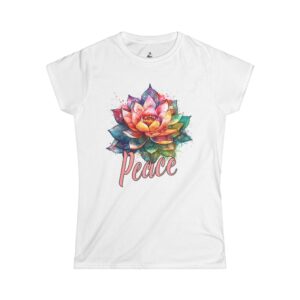 Colorful Lotus Flower Peace Tee, Relaxed Women's T-Shirt, Spiritual Gift, Boho Style Tee, Yoga Apparel, Mindfulness Shirt
