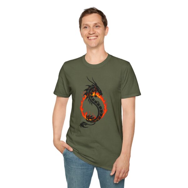 312468714476589163_2048.jpeg Dragon Fire Unisex T-Shirt Softstyle Tee, Gift for Gamers, Cool Graphic Tee, Casual Wear
