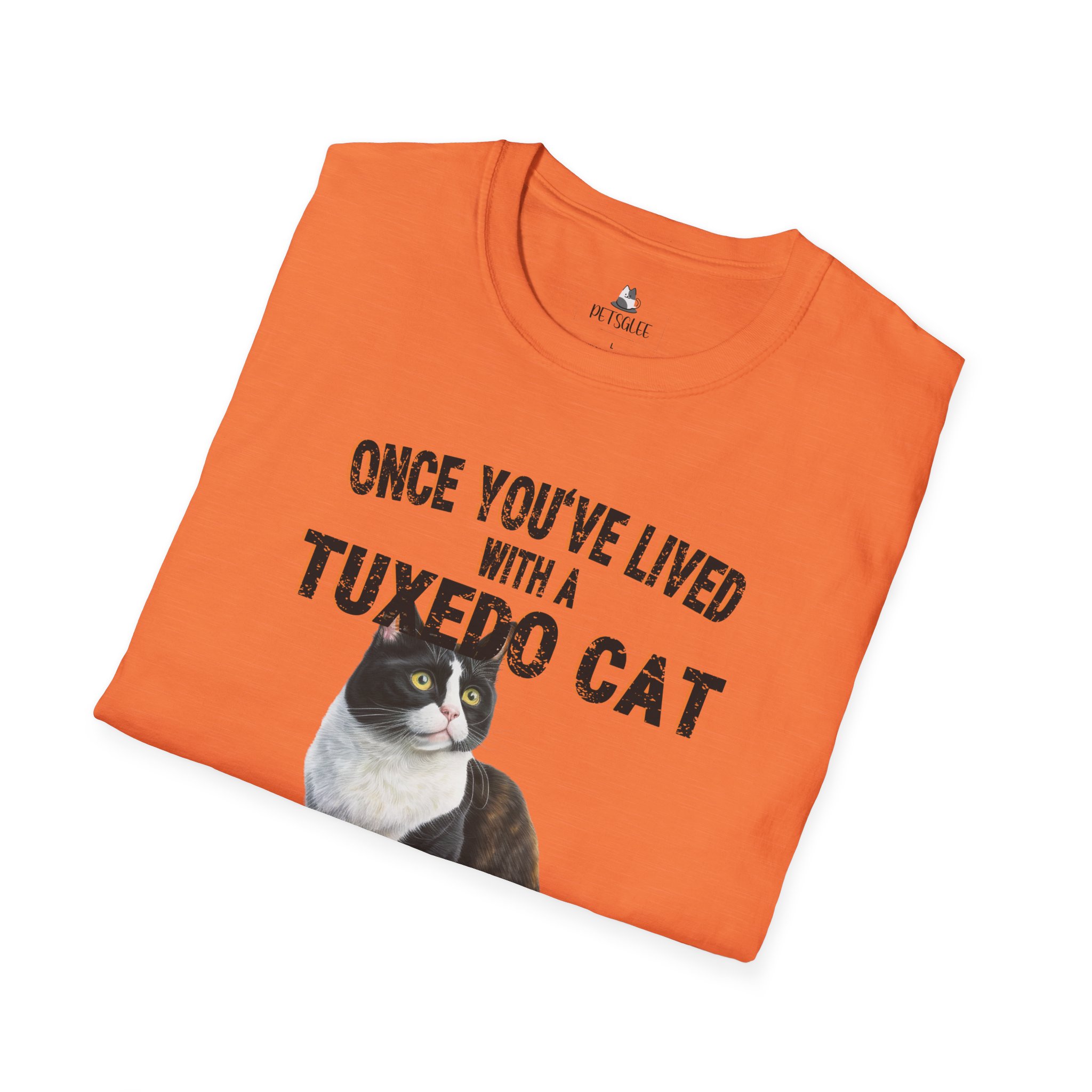 T-Shirt with Tuxedo Cat Design, Cat Lover Gift, Funny Pet Tee, Unisex Humor Shirt, Cat Owner Apparel. - Image 8