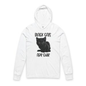 Adorable Black Cat Unisex Hooded Long Sleeve Tee, Cat Lover Gift, Halloween Shirt, Cute Cat Apparel, Pet Lover Clothing