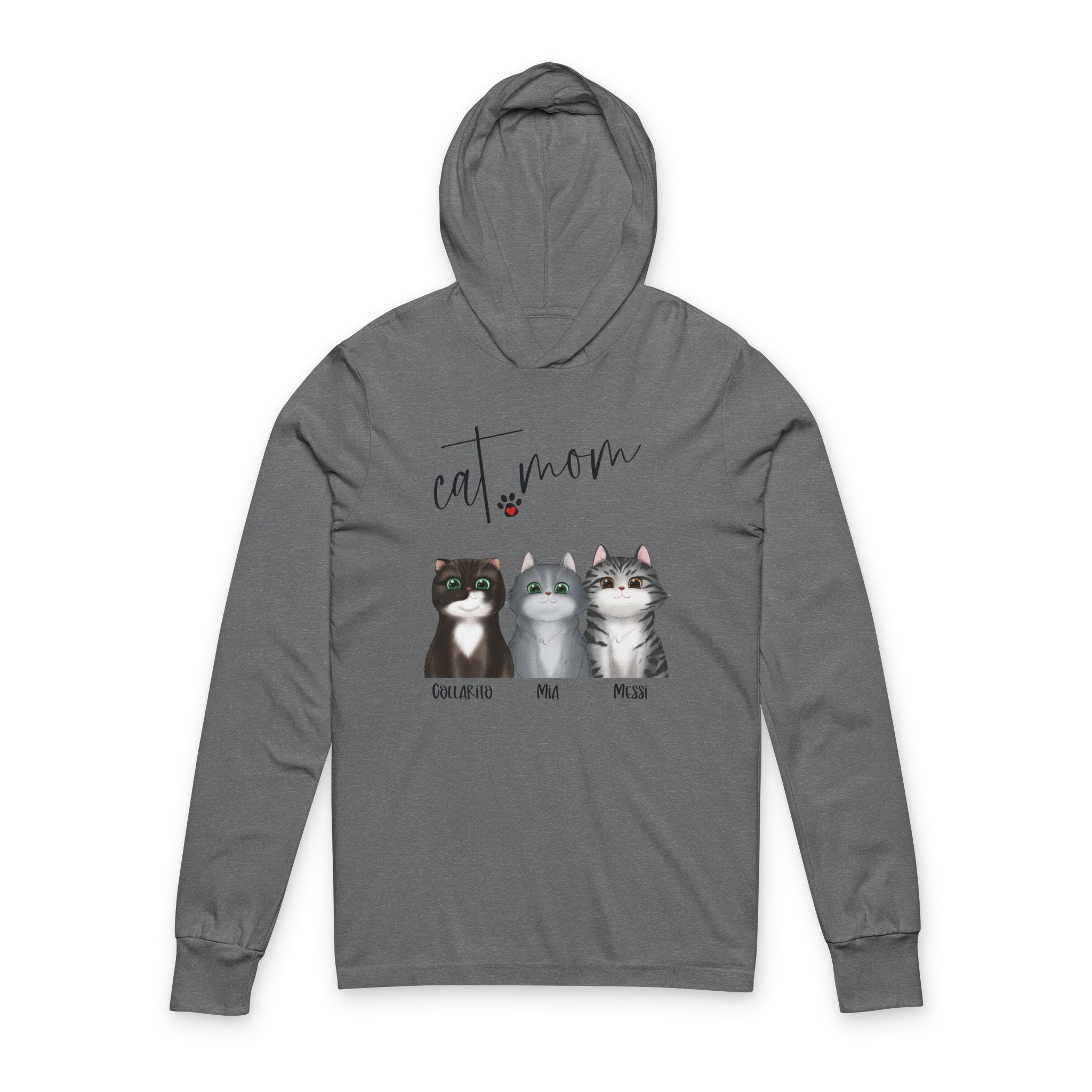 Cat Mom Hoodie, Unisex Long Sleeve Tee for Cat Lovers, Perfect Gift for Pet Owners, Cozy Hoodie for Everyday Wear, Cat-Themed Apparel - Image 3